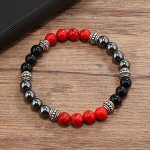 💎5/$25💎Red Turquoise, Hematite and Black Onyx Beaded Bracelet